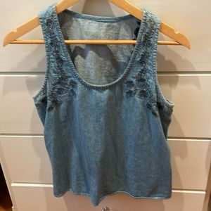 Vintage GAP embroidered chambray tank top size S